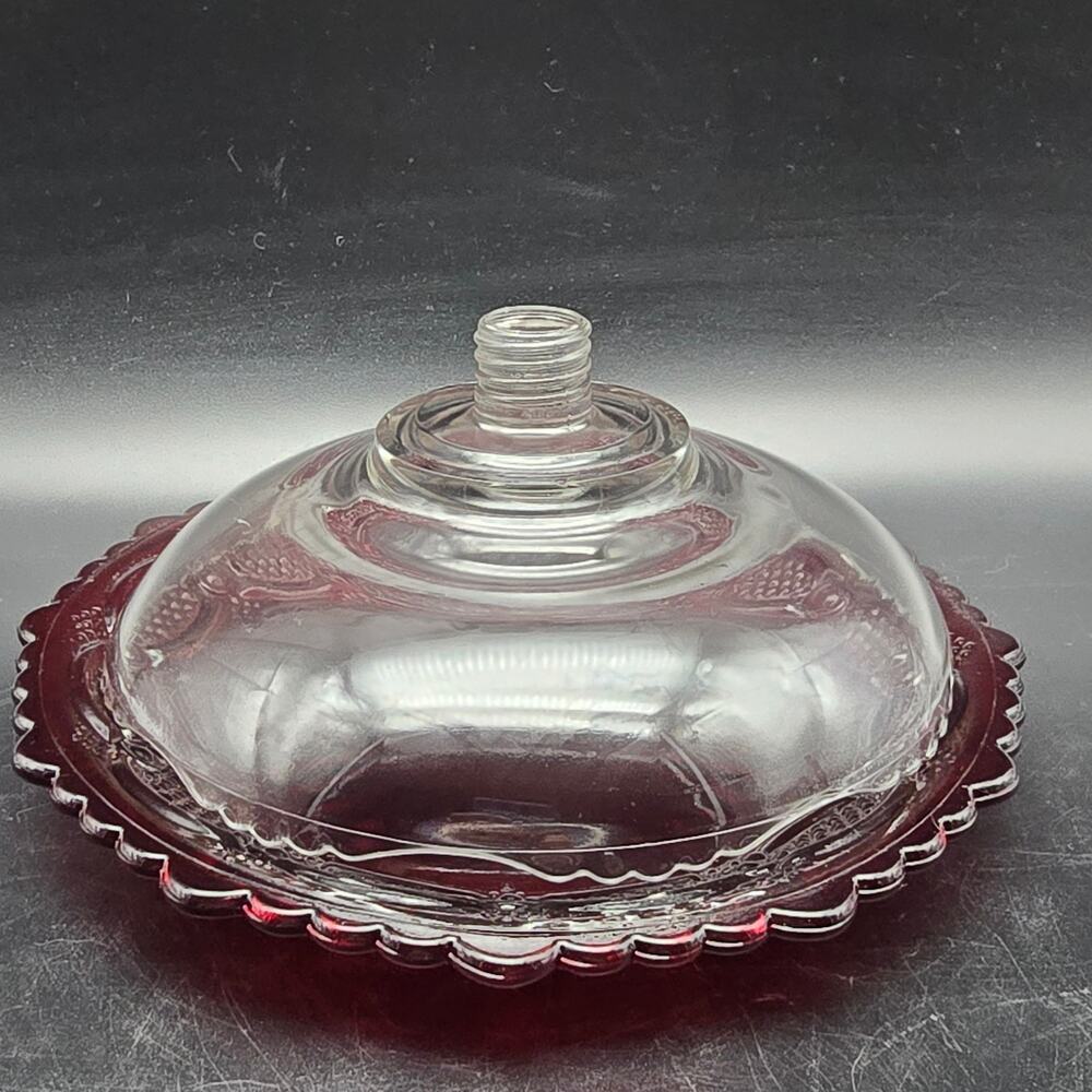 Avon 1876 Cape Cod Lidded Dish Cheese Dish Red Glass Vintage